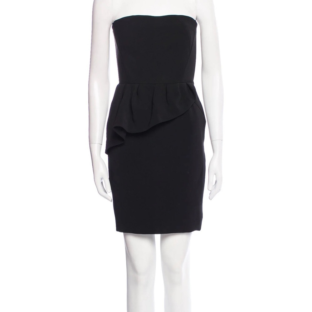 Maje Black Strapless Mini Dress with Zippered Back